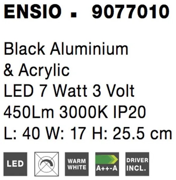 Veioza LED, lampa de masa design modern ENSIO negru NVL-9077010