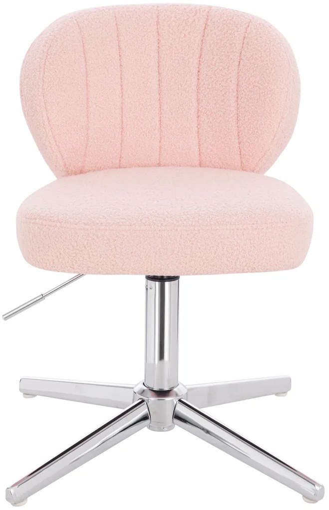 HR193CROSS Scaun Roz Pudra Boucle cu Bază Cromata