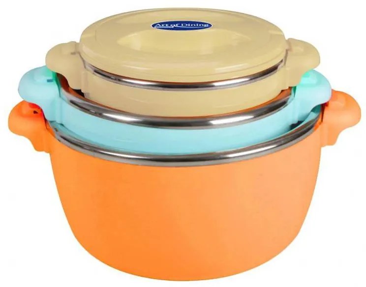 Set caserole termice (6 Piese), Conservare alimente (Cald-Rece), Capacități 6-2 Litri, cu Închidere etanș, Pereți groși (Termoizolanți), Model multicolor