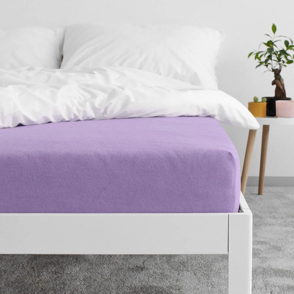 Goldea cearceafuri de pat din terry cu elastic - violet 160 x 200 cm
