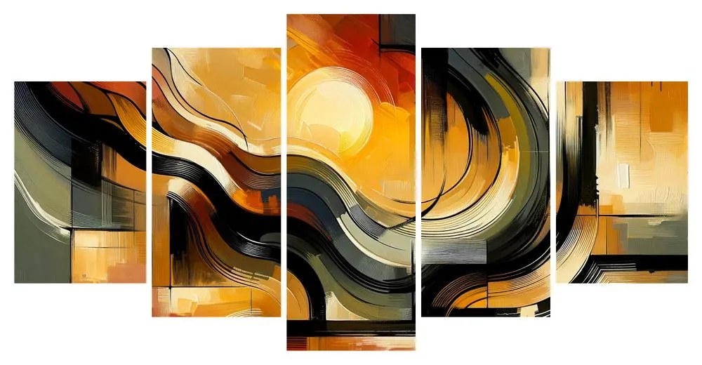 Tablou 5-piese apus de soare abstract