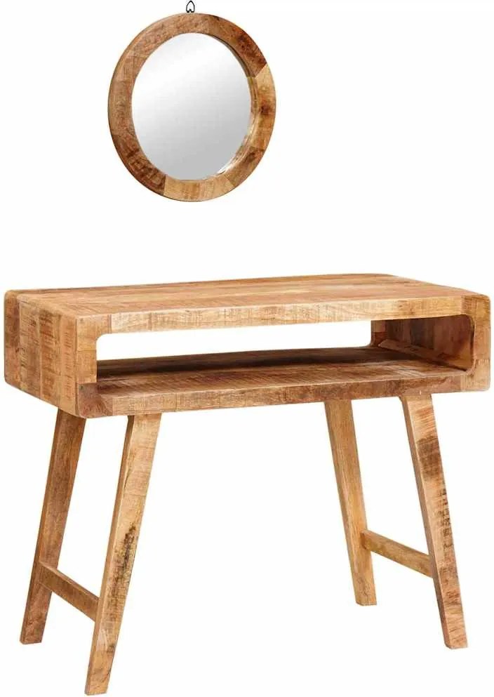 vidaXL Masă de Machiaj Maro 90 x 76 x 45 cm Lemn de mango solid