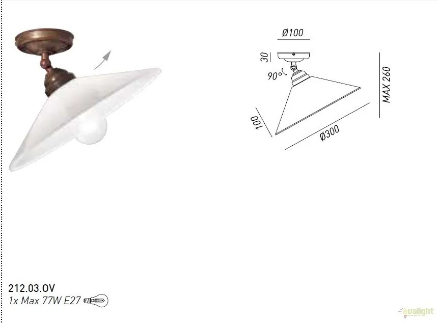 Plafoniera rustica fabricata manual, diam.30cm, Tabia 212.03.OV