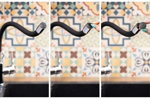 Baterie de chiuvetă cu pipă flexibilă KFA Armatura 6553-915-00 RUMBA 40,5 cm alamă/negru