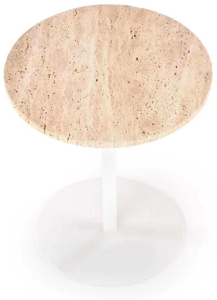 Masa de cafea Traverso S travertin/alb ø35/h56 cm