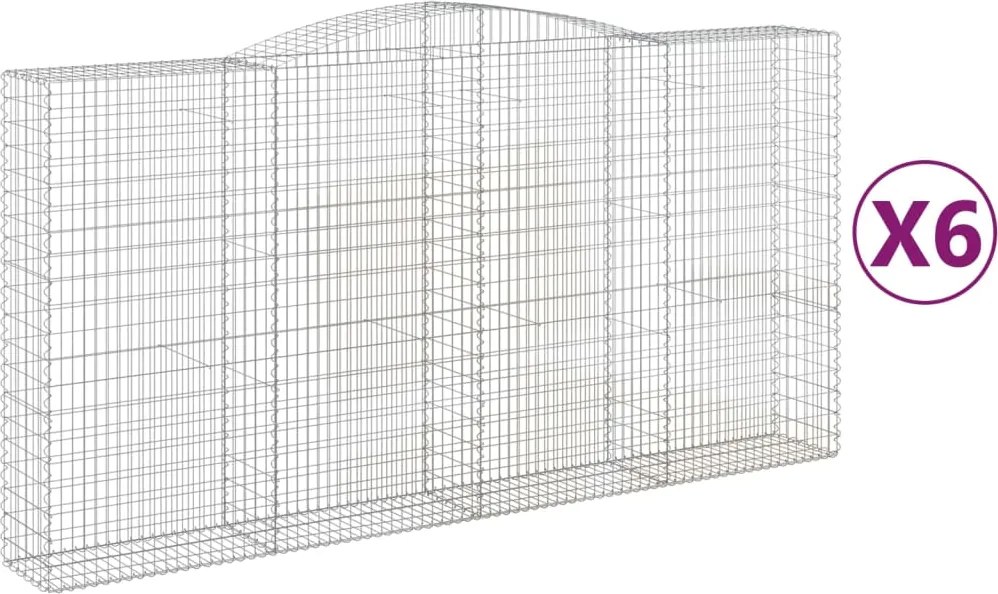 vidaXL Coșuri gabion arcuite, 6 buc 400x50x200/220 cm, fier galvanizat