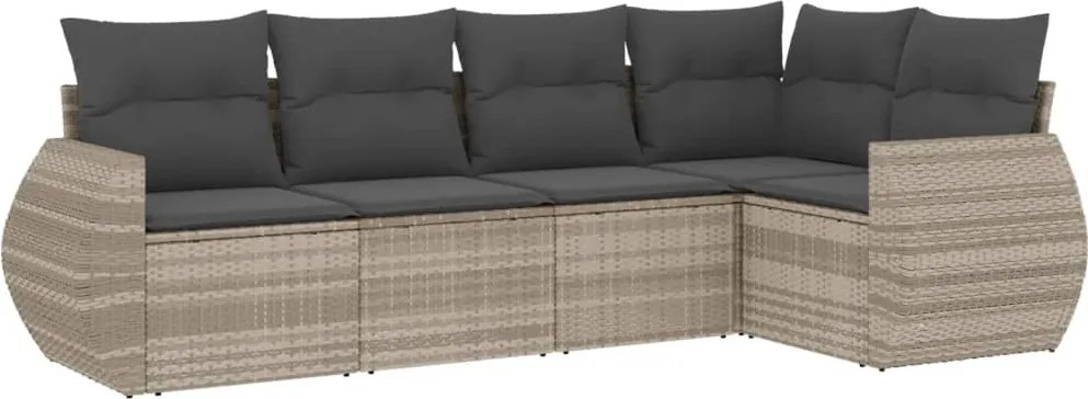 vidaXL Set canapele de grădină cu perne, 5 piese gri deschis poliratan