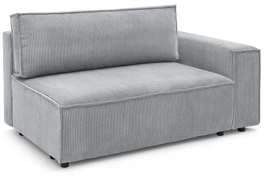 Modul pentru canapea gri deschis cu tapițerie din catifea reiată (cu colț pe partea dreaptă) Nihad modular – Bobochic Paris