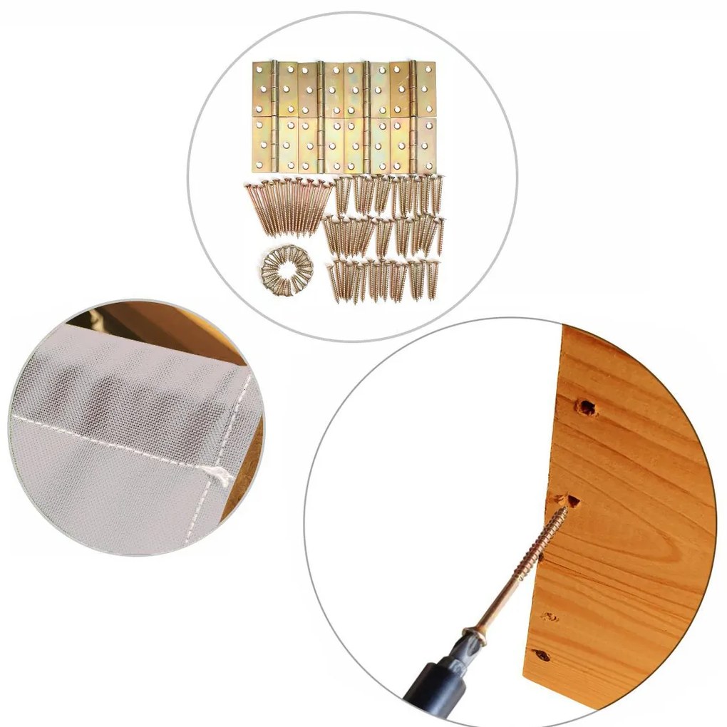 Sandpit 120cm cu bănci și acoperiș impregnat + capac + agrotextil Gri