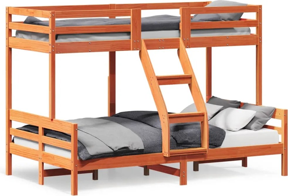 vidaXL Pat supraetajat 80x200/120x200 cm maro ceruit lemn masiv de pin