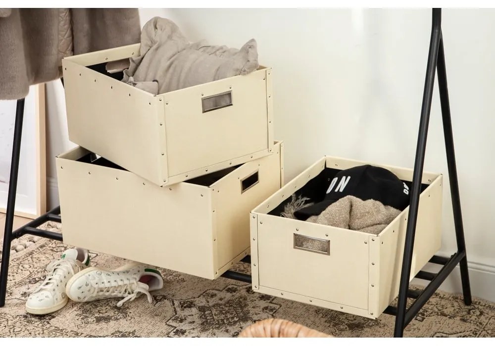 Cutii de depozitare bej 3 buc. din carton Ture – Bigso Box of Sweden
