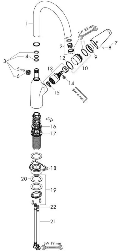 Baterie de bucatarie monocomanda, Hansgrohe, Focus, M42 220, crom