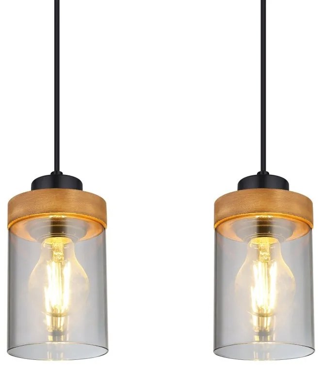 Lustra cu 4 pendule design modern FINCA negru mat, maro inchis