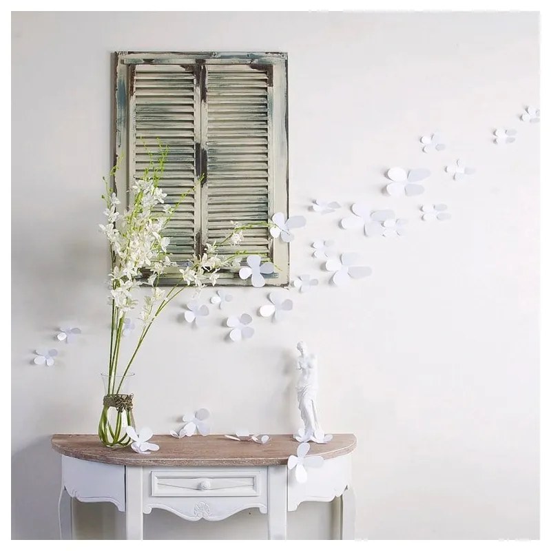 Set 12 autocolante adezive 3D Ambiance Flowers, alb