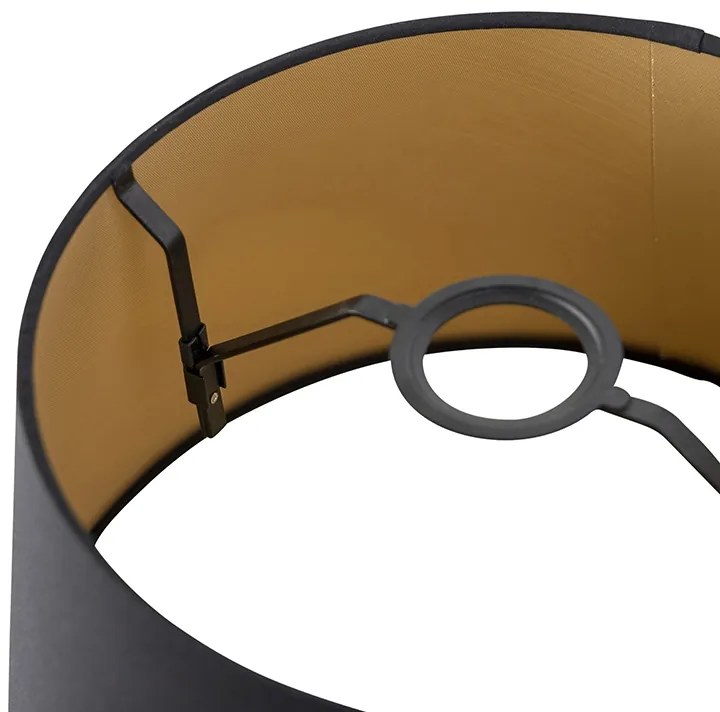 Abajur din bumbac negru 32/25/18 cu interior auriu