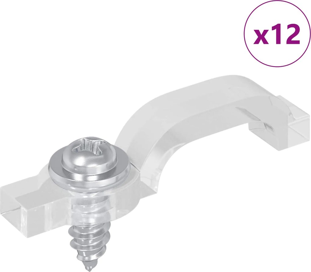 vidaXL Clipuri LED pentru Strip 12 pcs Transparent 23,8 x 7,3 x 4,3 mm