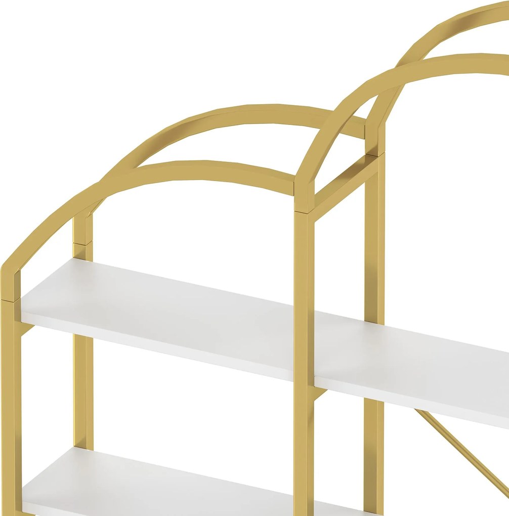 Raft în stil simplu, cinci straturi de depozitare, formă unică de nor, 170x26x190 cm, Aur + Alb