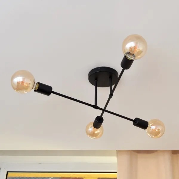 LED Lustră aplicată CAMBRIDGE 4xE27/8W/230V neagră