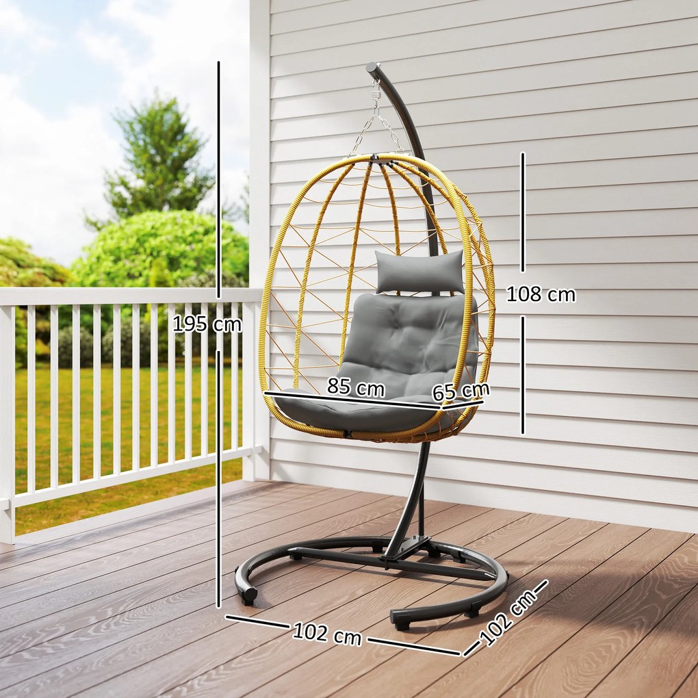 Outsunny Scaun Balansoar din Ratan din PE de Exterior cu Perna | Aosom Romania