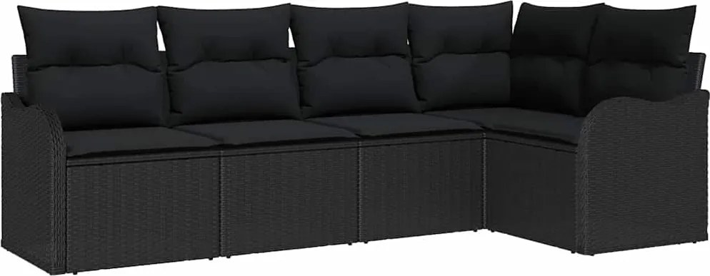 vidaXL Set de canapele pentru grădină 5 pcs Negru poliratan