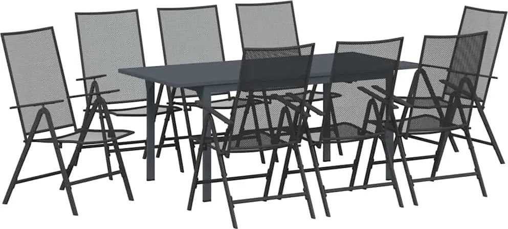 vidaXL Set de masă pentru grădină 9 pcs Antracit