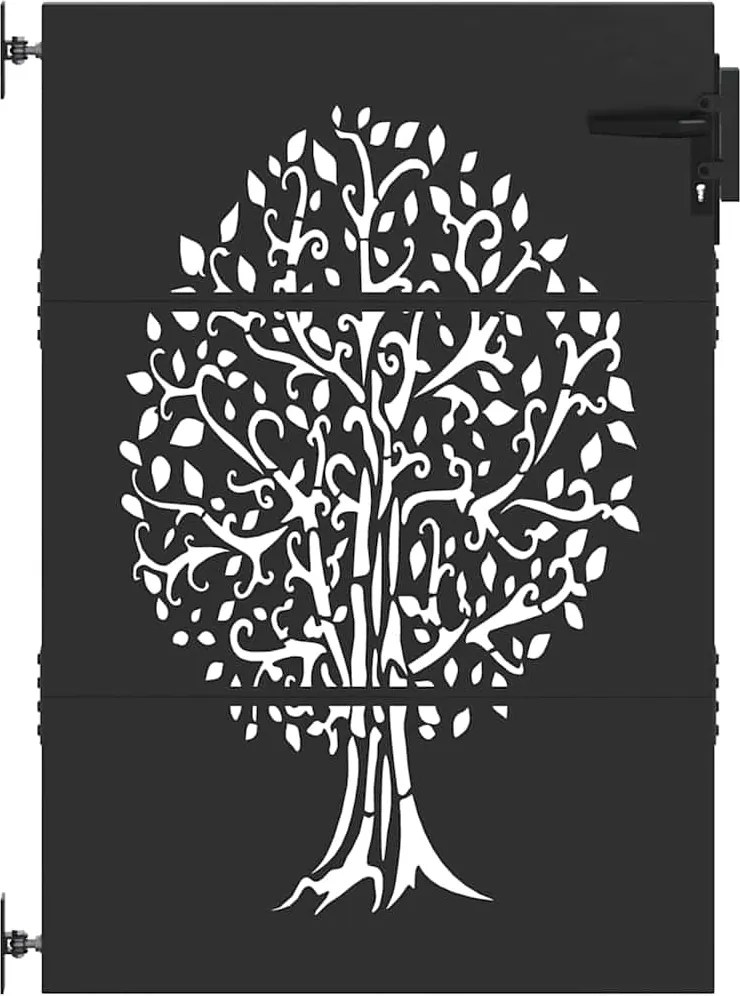 vidaXL Poartă de grădină Negru 85 x 125 cm Oțel vopsit în pulbere