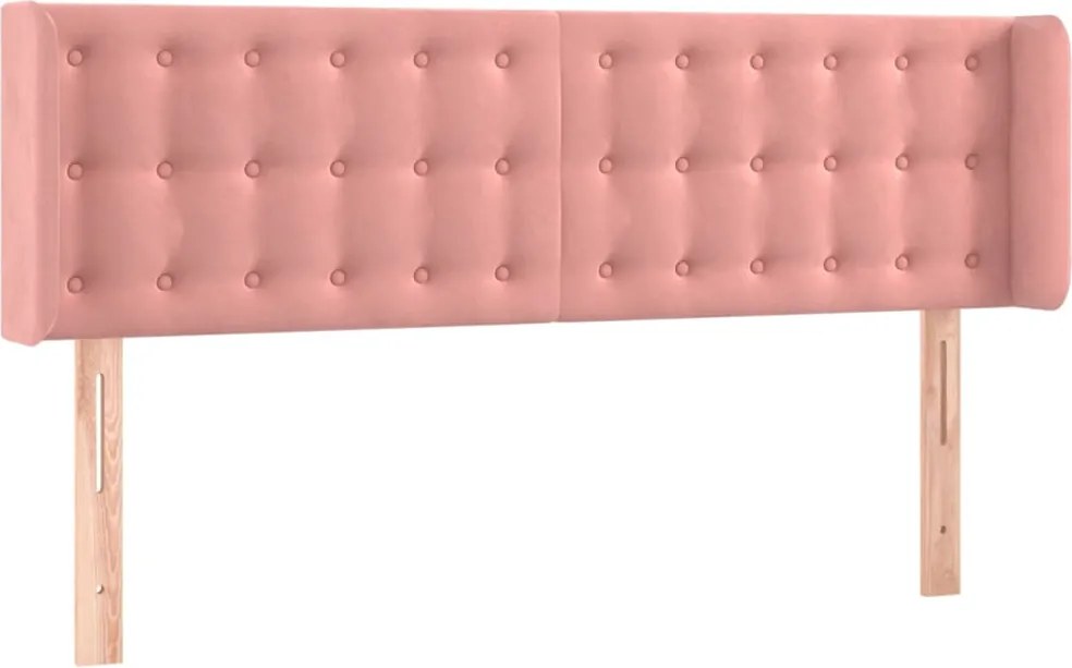 vidaXL Tăblie de pat cu aripioare roz 147x16x78/88 cm catifea