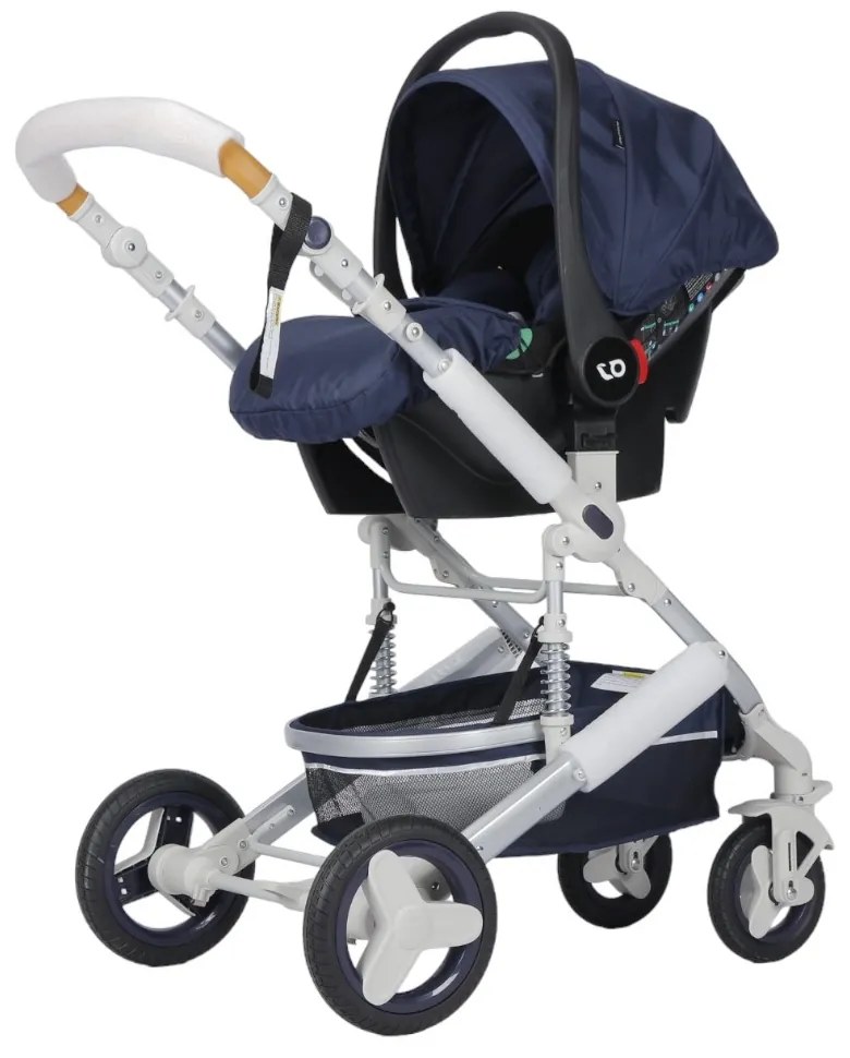 Carucior nou nascuti 3 in 1 NOVOKIDS™ 5300, Cu geanta bebe, Cadru Aluminiu, Amortizoare, Roti din cauciuc plin AVE, Landou, Scoica auto, Spatar