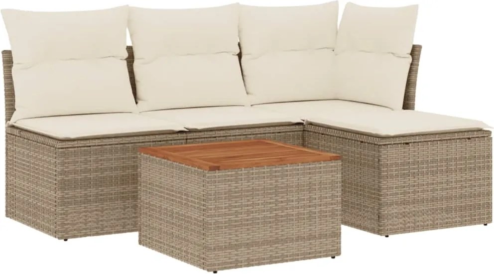 vidaXL Set canapele de grădină cu perne, 5 piese, bej, poliratan