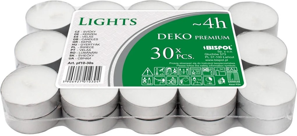 Set lumânări tip pastilă Deko premium, 30 buc.
