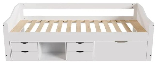 Juskys Pat pentru copii Nalu 90x200 cm cu spațiu de depozitare - alb