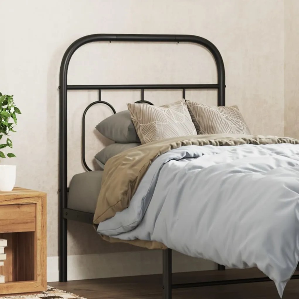 vidaXL Tăblie de pat metalică, negru, 75 cm