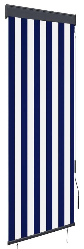 Jaluzea tip rulou de exterior, albastru si alb, 60 x 250 cm Albastru si alb, 60 x 250 cm