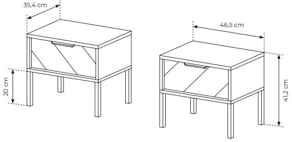Set 2 buc. noptiere Versaccio D (Stejar scandi + Negru). 1071405