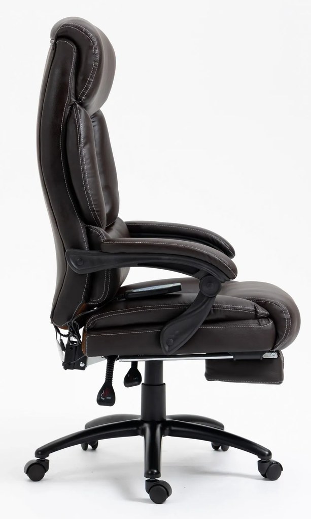 Scaun directorial, Masaj, 8 puncte de masaj, Sezut cu Arcuri Metalice și Spumă, Piele PU, Maro