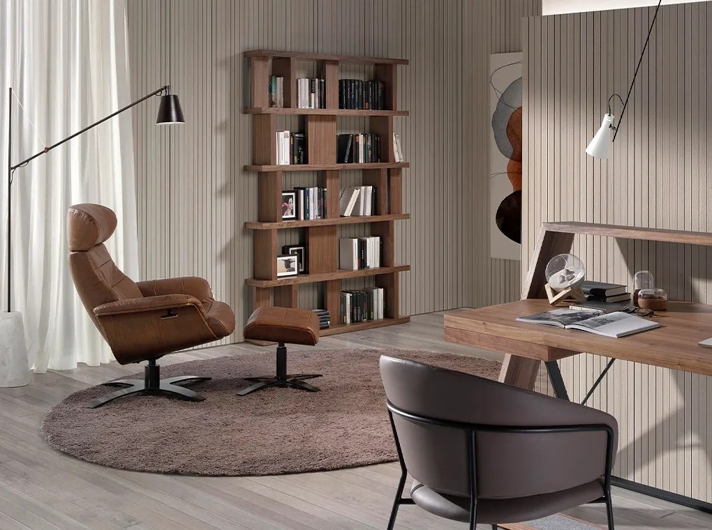 Fotoliu pivotant, functie relax, tapitat cu piele George