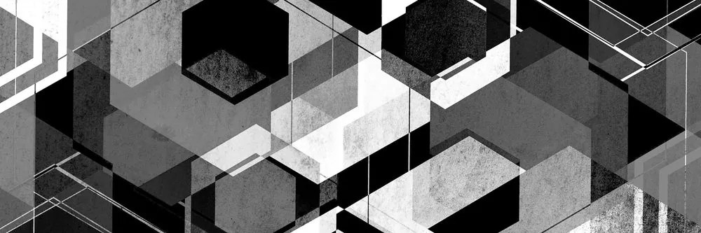 Tablou geometrie abstractă în design alb-negru