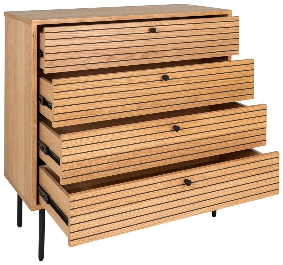 Comodă în culoare naturală înaltă cu aspect de lemn de stejar 80x85 cm Kyoto – House Nordic