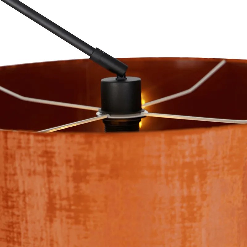 Lampa de podea modernă neagră cu abajur portocaliu 50 cm - Editor