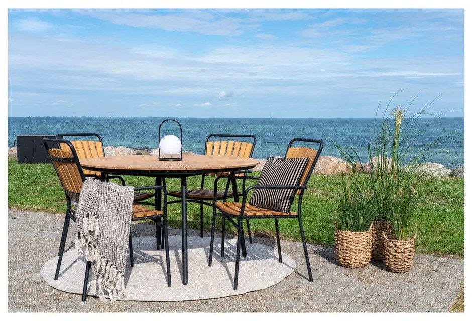 Scaune de grădină în culoare naturală 2 buc. din lemn masiv/din metal Cleveland – House Nordic