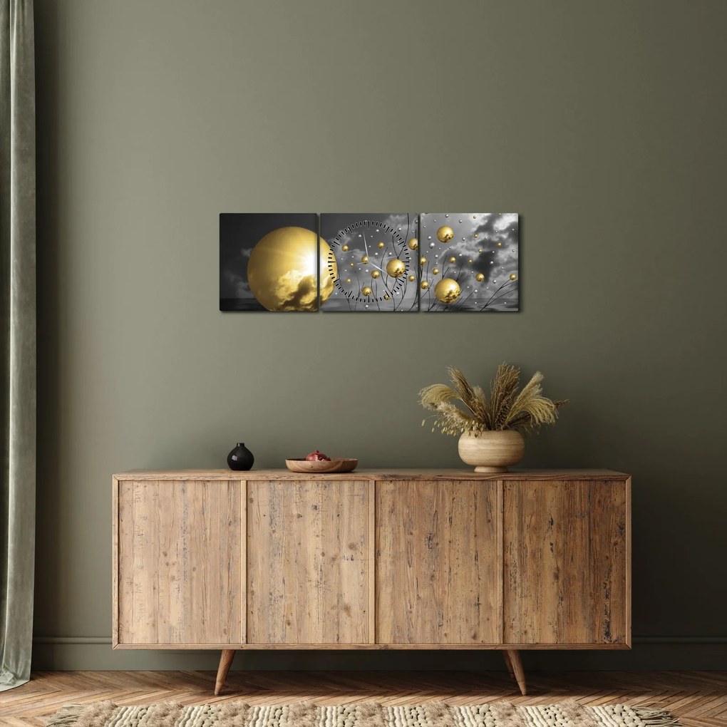 Tabloul bilelor în ocru (cu ceas) (90x30 cm)