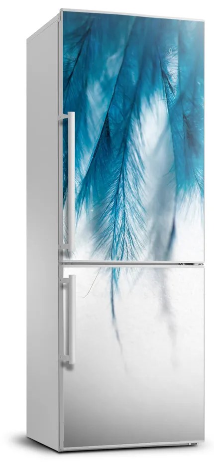 Foto Autocolant pentru piele al frigiderului pene albastre