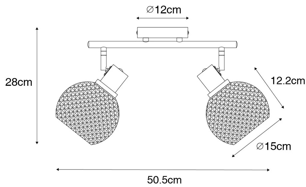 Spotlight de design negru cu sticlă fumurie cu 2 lumini - Chico
