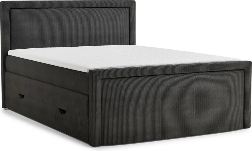 Pat boxspring gri antracit cu spațiu de depozitare 160x200 cm Fresco – Maison de Rêve