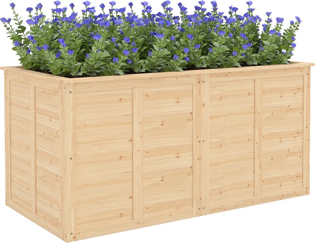 Outsunny Pat înălțat din lemn 152 x 77 x 77 cm, adânc înălțat, pat de ierburi cu bază deschisă, tije de consolidare | Aosom Romania