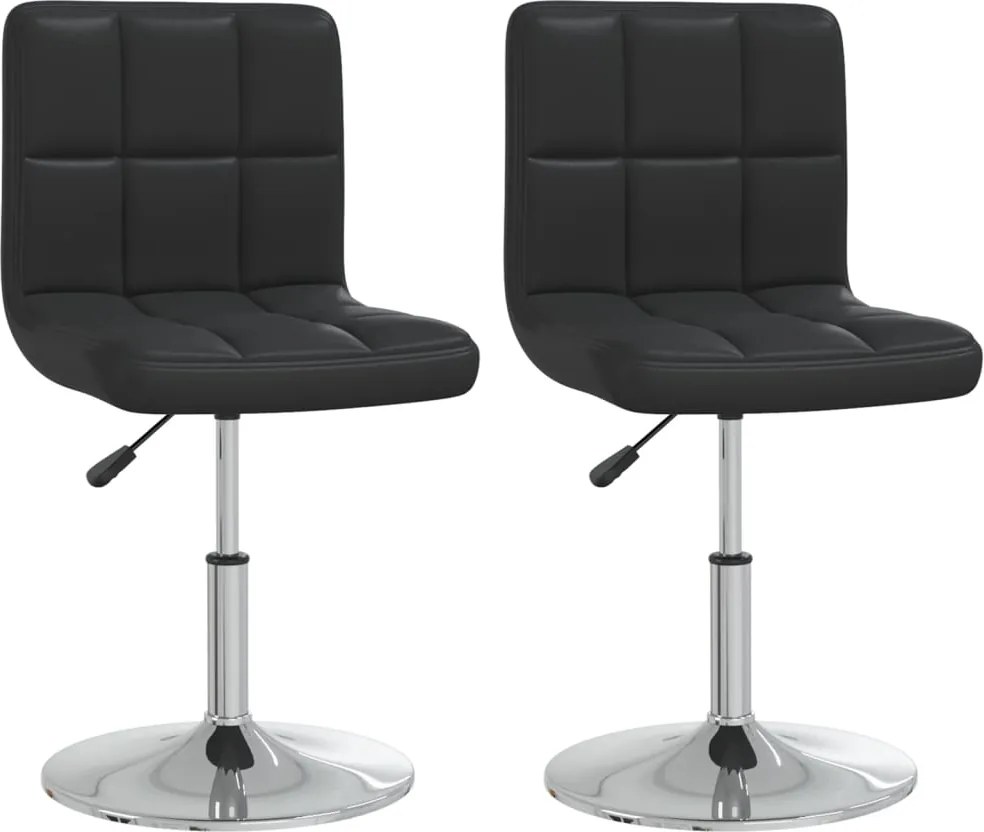 vidaXL Scaune de bucătărie, 2 buc., negru, piele ecologică