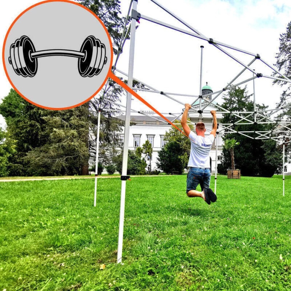 Altană cu foișor tip evantai 2x2 m Oțel | Spațiu Profesional Montat în 45 s. - cu 3 pereți - Portocaliu