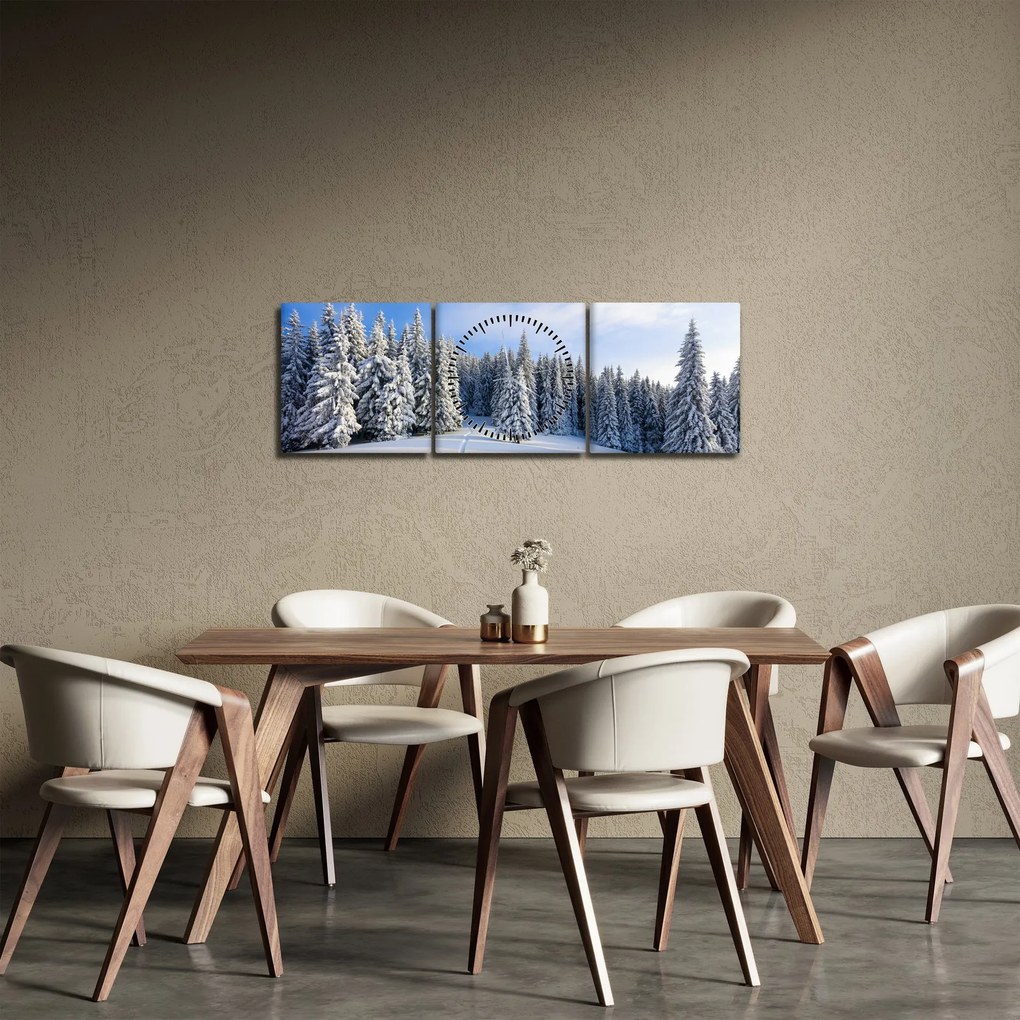 Tablou - Iarna in pădure (cu ceas) (90x30 cm)