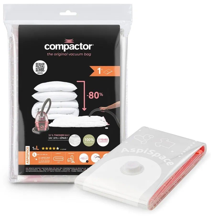 Compactor Sac depozitare în vid Bag Aspispace L, 80 x 100 cm, L