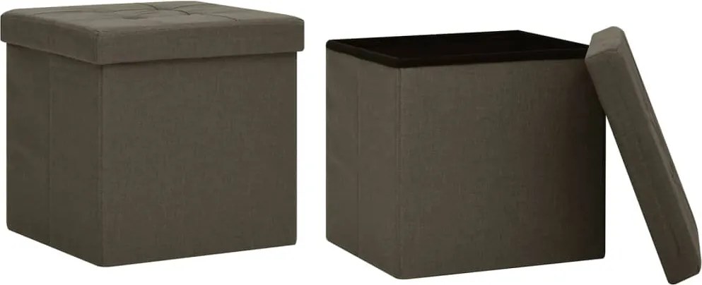 vidaXL Taburete depozitare pliabile 2 buc. maro închis imitație pânză